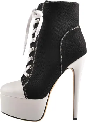 Richealnana Women's Cavans Platform Lace Up Stiletto Heel Fashion Sneaker Boots