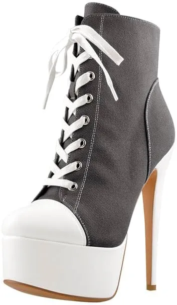 Richealnana Women's Cavans Platform Lace Up Stiletto Heel Fashion Sneaker Boots