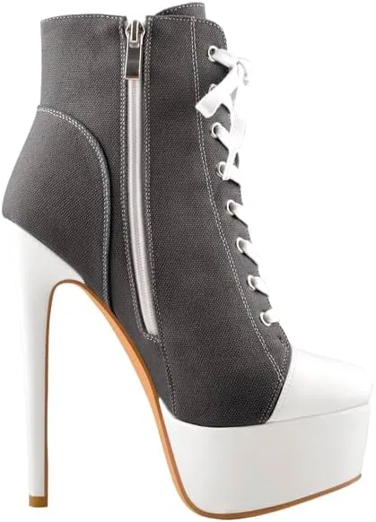 Richealnana Women's Cavans Platform Lace Up Stiletto Heel Fashion Sneaker Boots