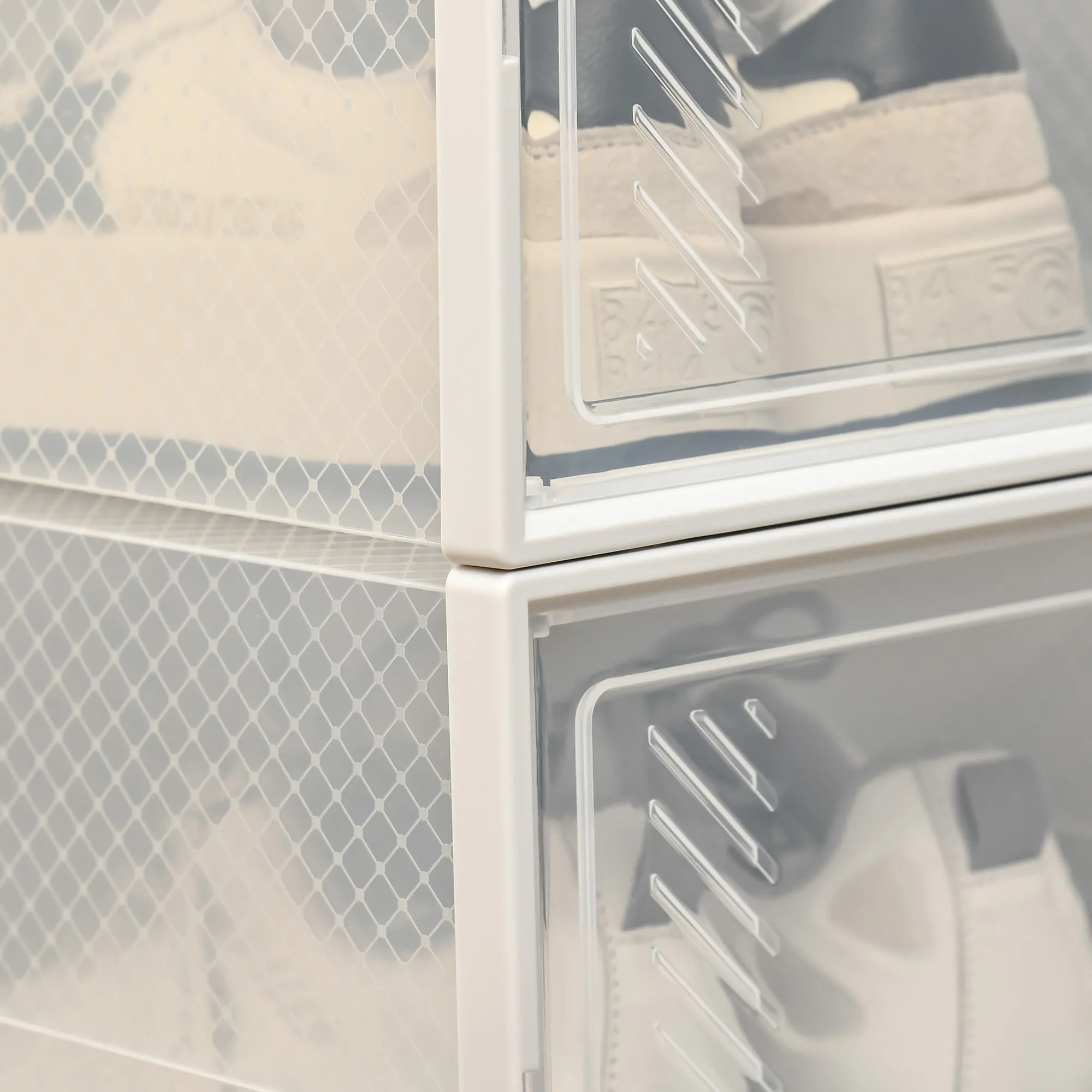 Rootz Modular Shoe Storage Boxes - Shoe Cabinets - Transparent Organizers - Durable Plastic - 25L x 35W x 19H cm