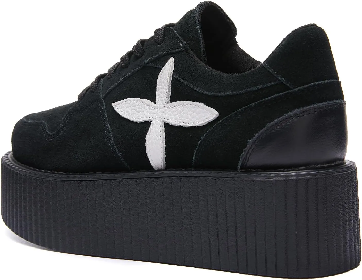 RoseG Women's Handmade Suede Lace Up Flat Platform Creepers Shoe