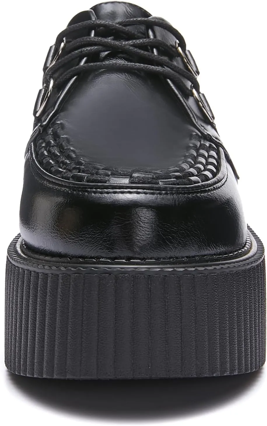 RoseG Women's Handmade Suede Lace Up Flat Platform Creepers Shoe