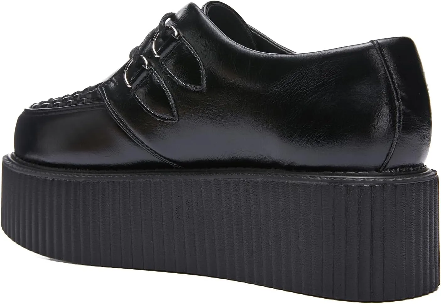 RoseG Women's Handmade Suede Lace Up Flat Platform Creepers Shoe