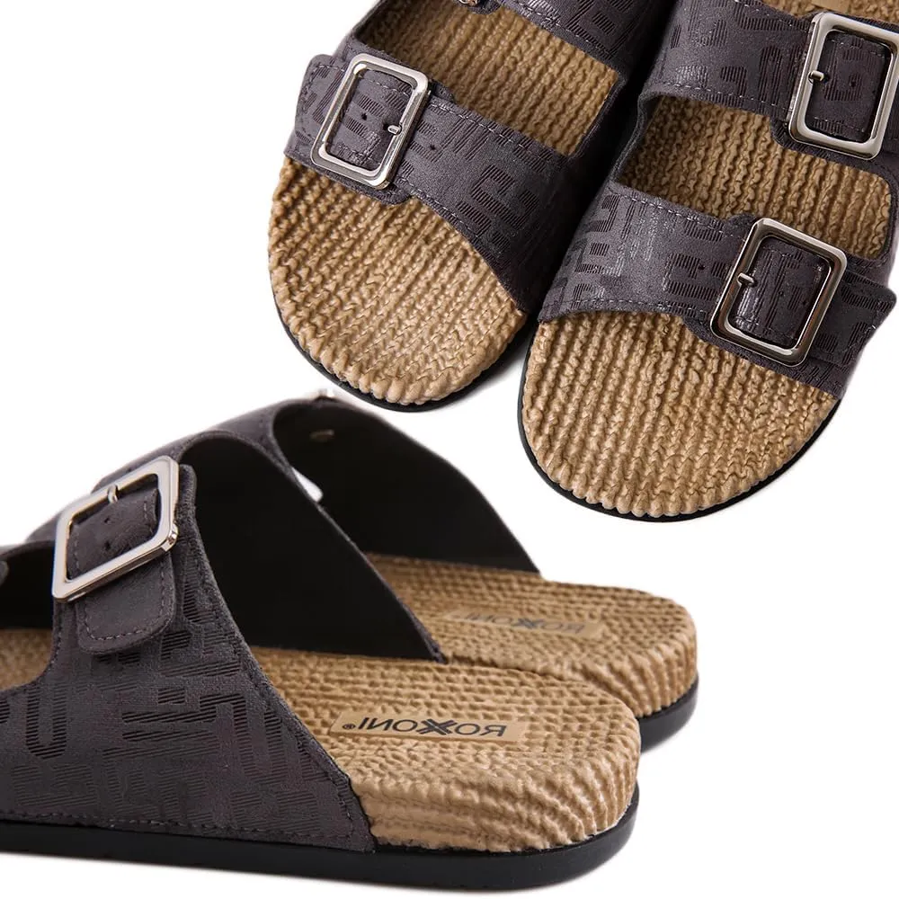 Roxoni Women's Fashion Cork Sole Double Buckle Indoor/Outdoor Sandal