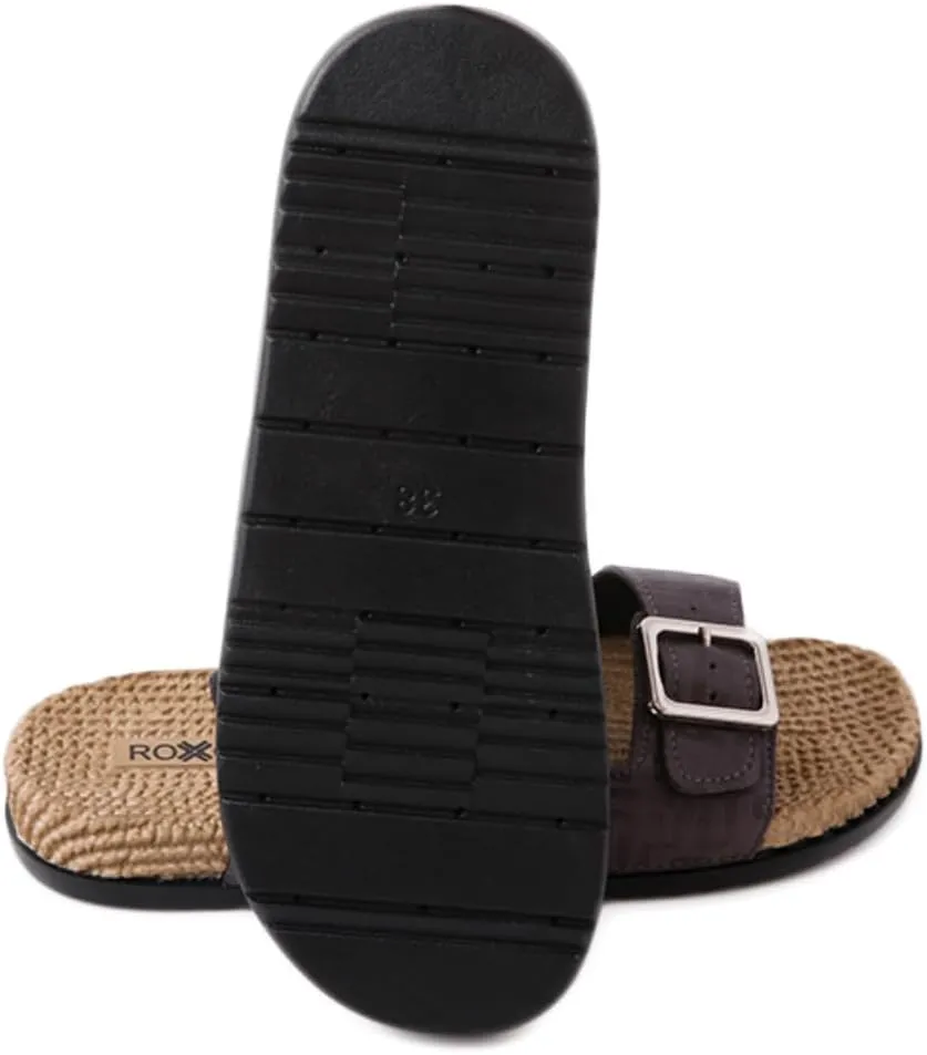 Roxoni Women's Fashion Cork Sole Double Buckle Indoor/Outdoor Sandal