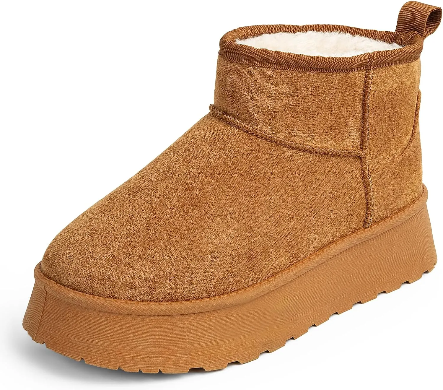 Samilor Platform Mini Boot for Women Short Ankle Boot Fur Fleece Lined Snow Platform Boot for Outdoor Indoor House