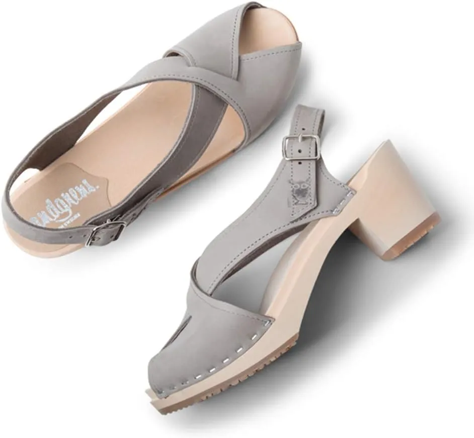Sandgrens Handmade Swedish Wood Clogs for Women, High Heel Sandal | Morocco