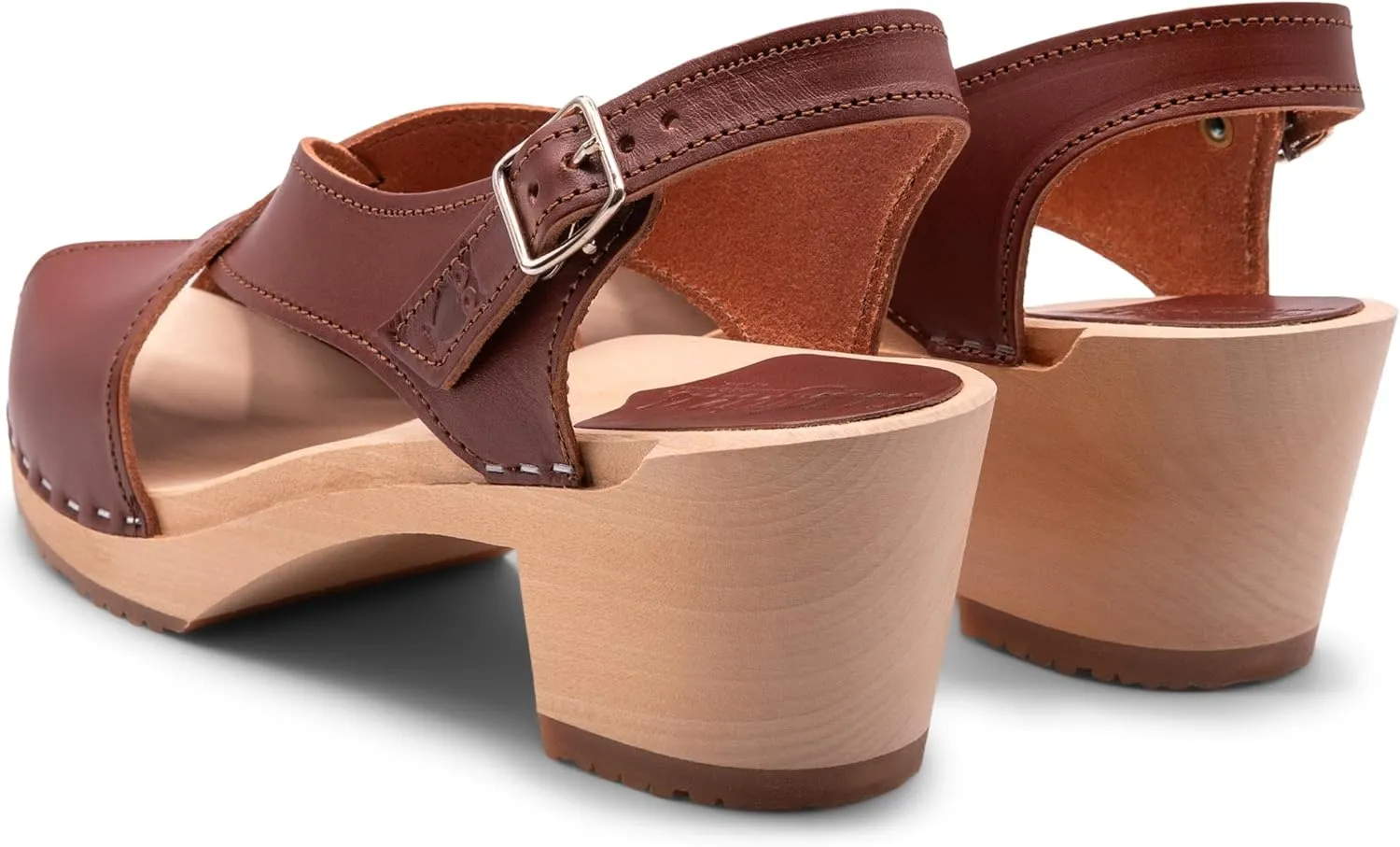 Sandgrens Handmade Swedish Wood Clogs for Women, High Heel Sandal | Morocco