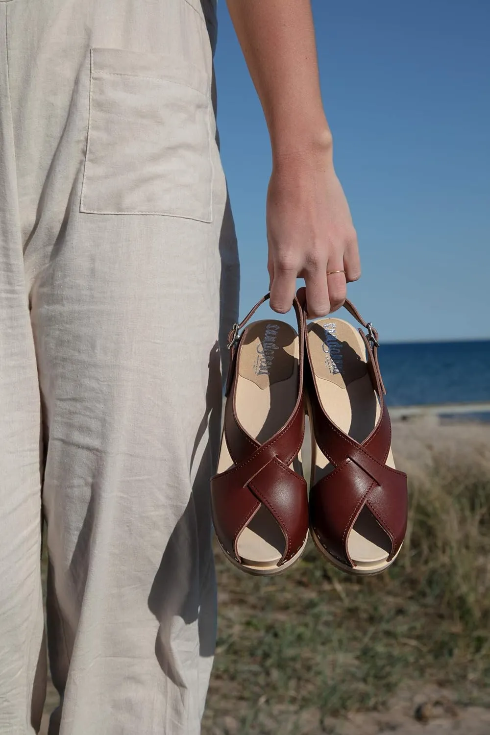 Sandgrens Handmade Swedish Wood Clogs for Women, High Heel Sandal | Morocco