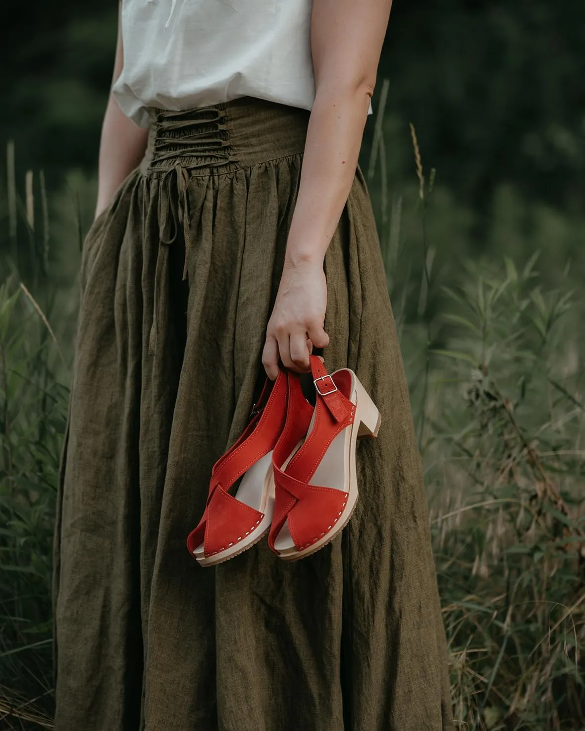Sandgrens Handmade Swedish Wood Clogs for Women, High Heel Sandal | Morocco