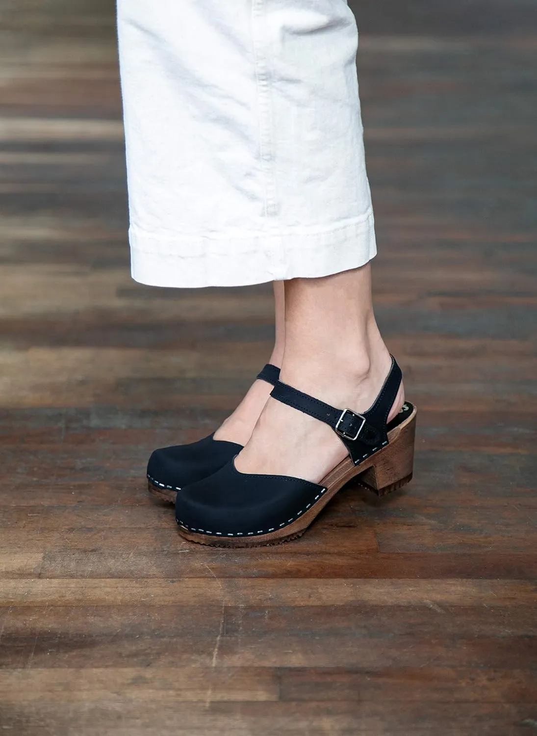 Sandgrens Handmade Swedish Wood Clogs for Women, High Heel Sandal | Victoria