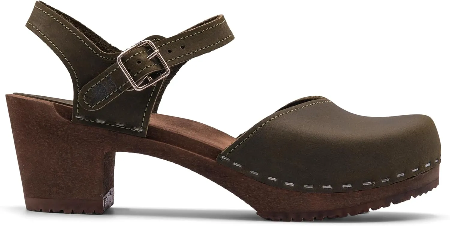 Sandgrens Handmade Swedish Wood Clogs for Women, High Heel Sandal | Victoria