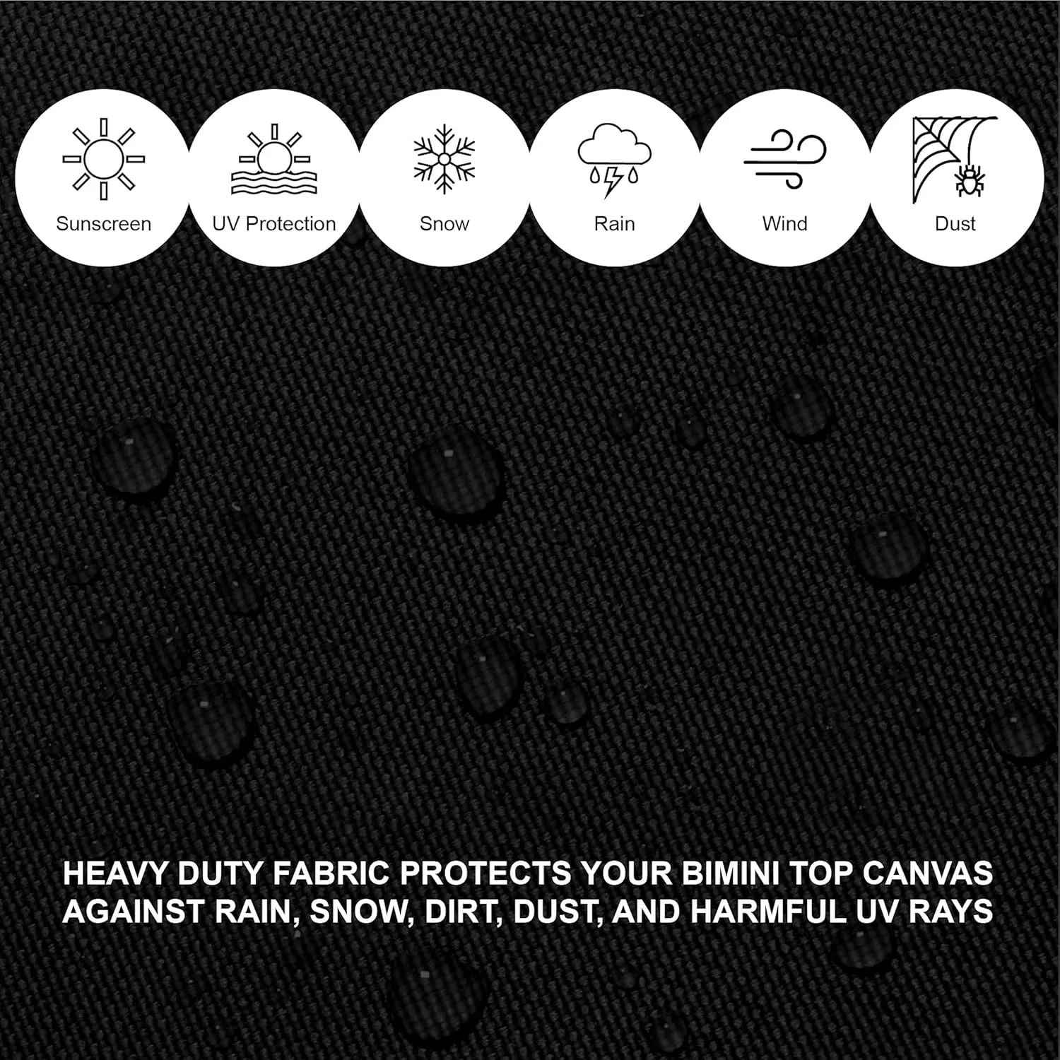 Savvycraft Bimini Top Storage Boot 97"-103" Width Black Color, Waterproof UV Protection Bimini Top Replacement Boot, Fit Round Tube
