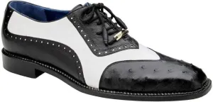 Sesto Genuine Ostrich and Italian Leather Men Lace-Up Dress Shoe