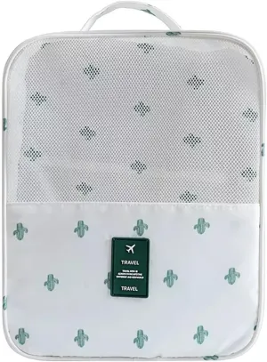 Shoe Bag for Travel, Travel Shoe Bag for Packing, Hold 3 Pairs of Shoes, Travel Essentials for Flying Shoe Organizer Shoe Storage Bag for Travel Cactus White