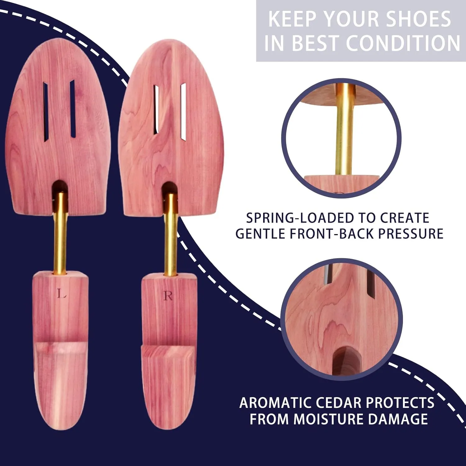Shoe Tree for Men,Wooden Shoe Stretcher Men,Cedar Shoe Trees, Adjustable Shoe Trees for Sneakers or Boots