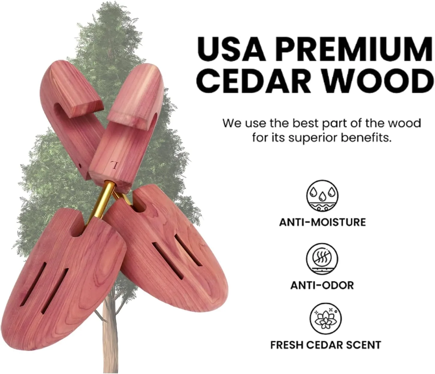 Shoe Tree for Men,Wooden Shoe Stretcher Men,Cedar Shoe Trees, Adjustable Shoe Trees for Sneakers or Boots