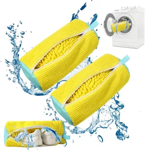 Shoe Washing Machine Bag This Washing Machine Shoe Bag Can Be Cleaned 360° Around Reusable and Durable Laundry Shoe Bag Side Zipper, Suitable for Washing Machine and Dryer (Yellow 2 Pcs)