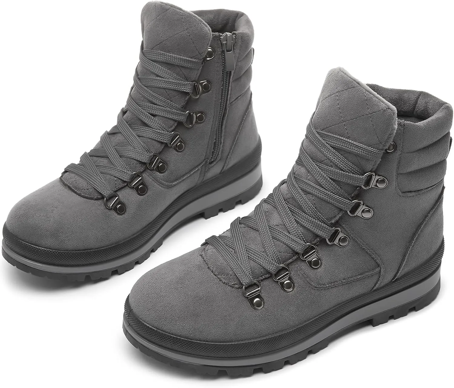Shupua Women's Ankle Boots Winter Snow boots Fur Lined Warm Booties Girls Snow boot Lace Up Ankle boot