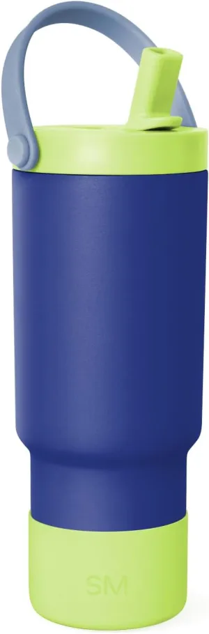 Simple Modern Trek Pivot | 24oz Kids Flip Straw Tumbler with Handle and Silicone Boot | Insulated Water Bottle Stainless Steel Cup | School Travel Jug | Asteroid