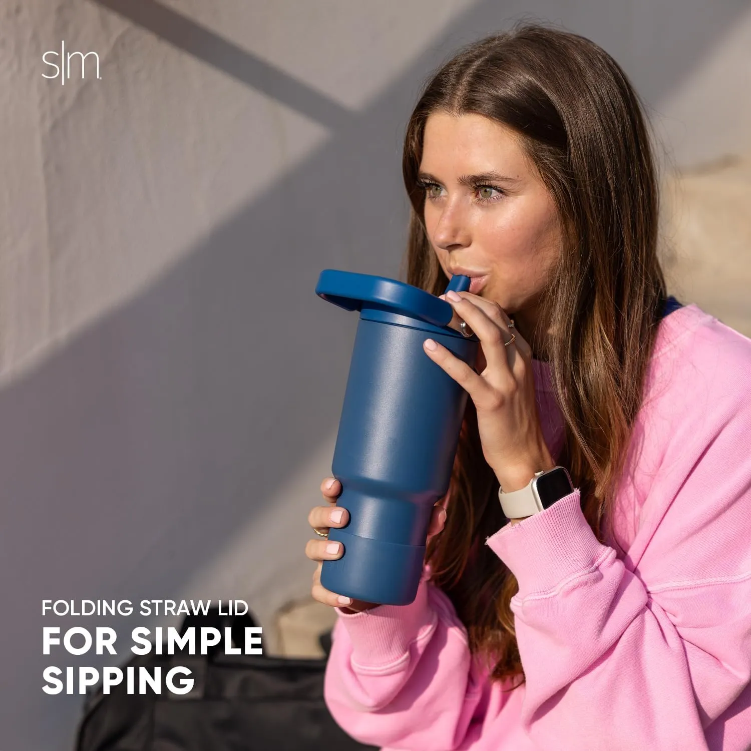 Simple Modern Trek Pivot | 30oz Flip Straw Tumbler with Handle | Water Bottle & Boot | Interchangeable Straw & Chug Lids | Insulated Stainless Steel Jug | Gym Sports Outdoors | Blush
