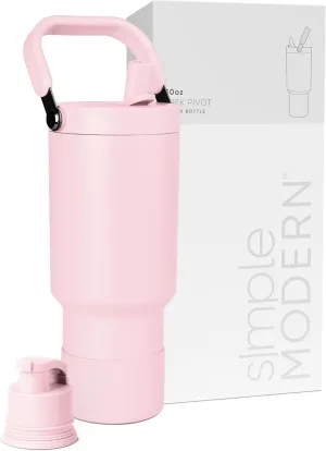 Simple Modern Trek Pivot | 30oz Flip Straw Tumbler with Handle | Water Bottle & Boot | Interchangeable Straw & Chug Lids | Insulated Stainless Steel Jug | Gym Sports Outdoors | Blush