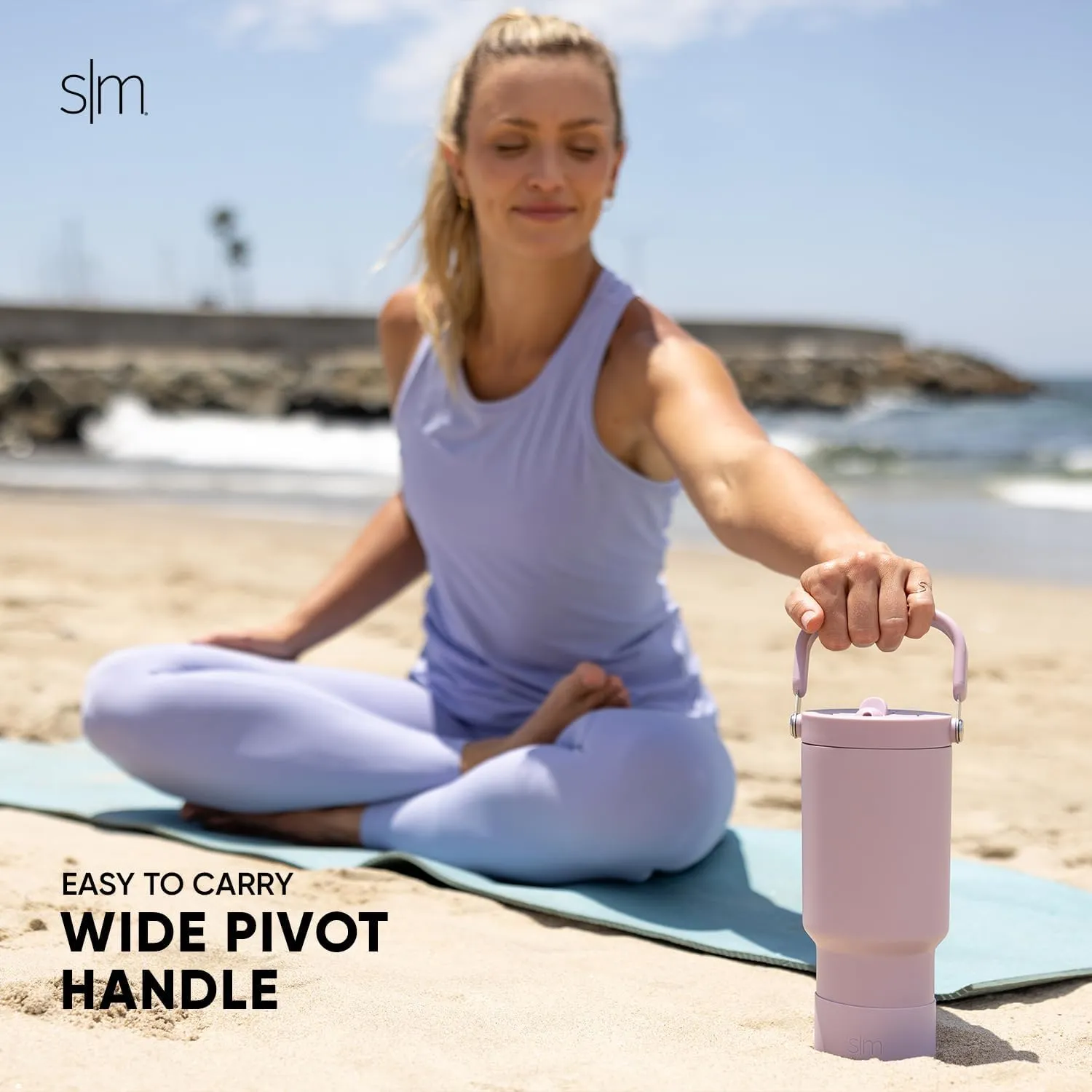 Simple Modern Trek Pivot | 30oz Flip Straw Tumbler with Handle | Water Bottle & Boot | Interchangeable Straw & Chug Lids | Insulated Stainless Steel Jug | Gym Sports Outdoors | Blush