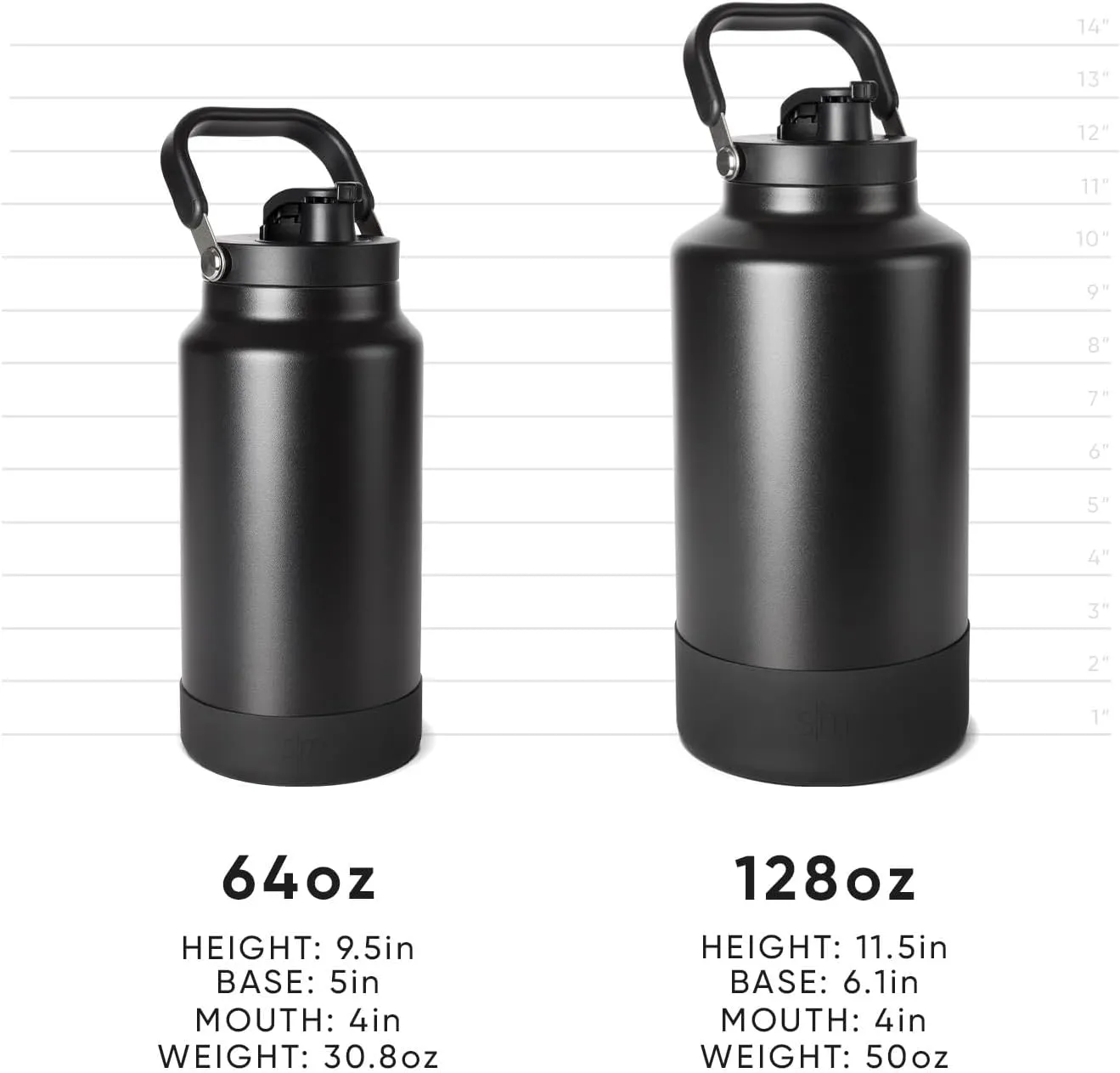 Simple Modern Trek Pivot | Half Gallon Water Bottle Jug with Handle & Boot | Interchangeable Straw & Chug Lids | Large Insulated Stainless Steel | Sports Camping Outdoors | 64oz, Ice Gray