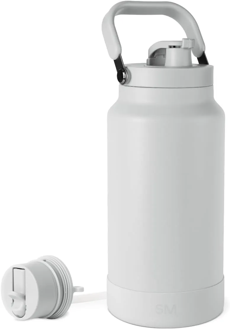 Simple Modern Trek Pivot | Half Gallon Water Bottle Jug with Handle & Boot | Interchangeable Straw & Chug Lids | Large Insulated Stainless Steel | Sports Camping Outdoors | 64oz, Ice Gray