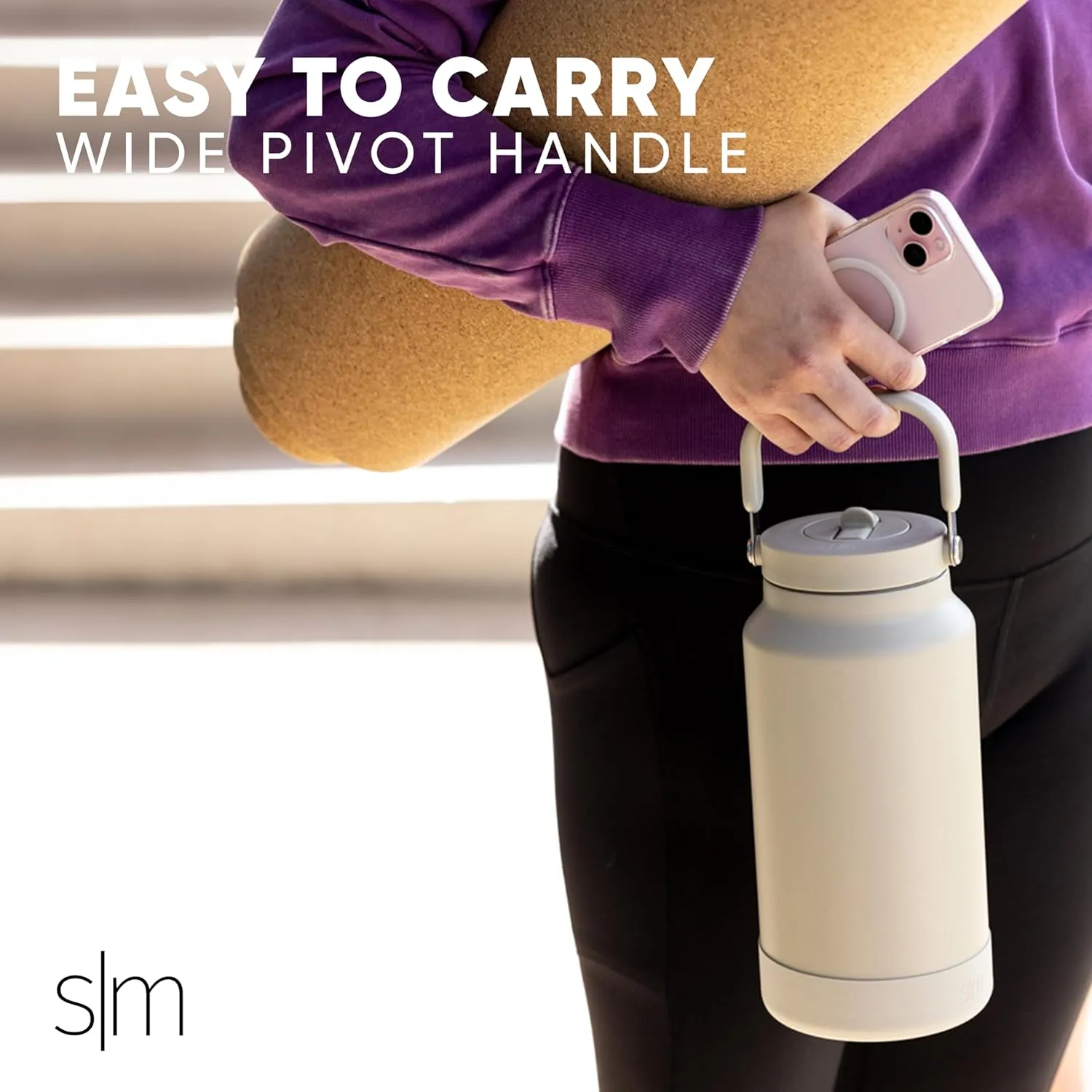 Simple Modern Trek Pivot | Half Gallon Water Bottle Jug with Handle & Boot | Interchangeable Straw & Chug Lids | Large Insulated Stainless Steel | Sports Camping Outdoors | 64oz, Ice Gray