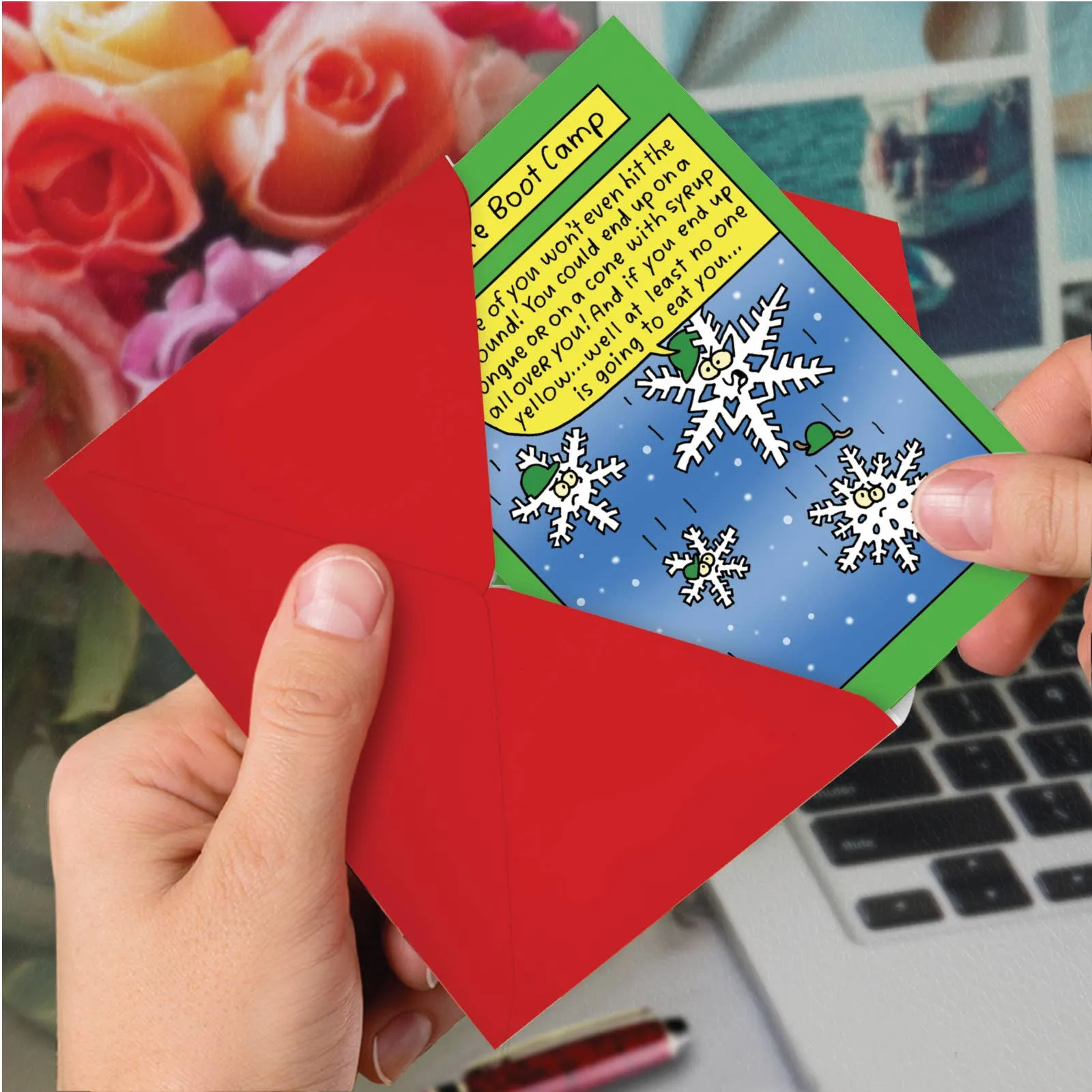 Single Christmas Card - Snowflake Boot Camp
