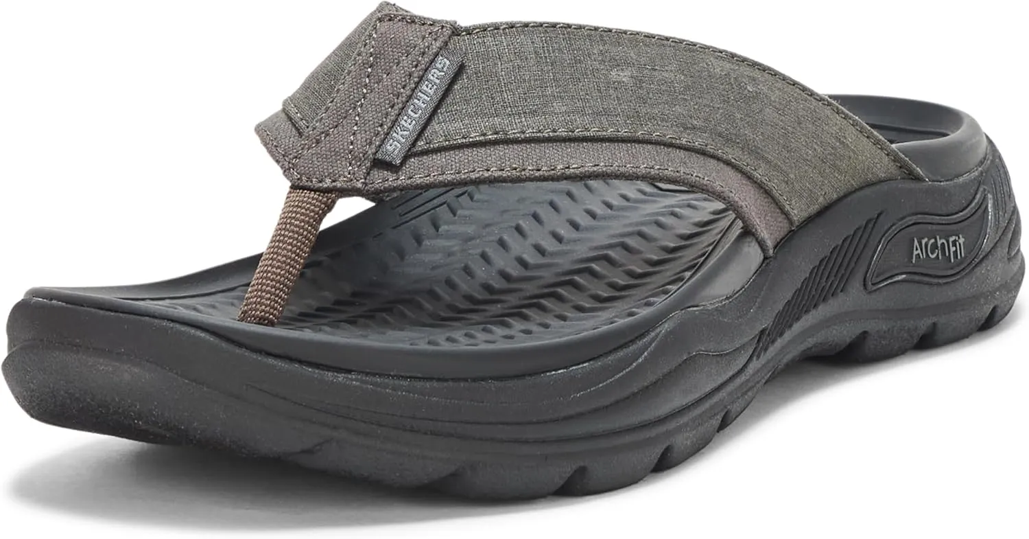 Skechers Men's Arch Fit Motley Sd-Rigel Canvas Thong Sandal