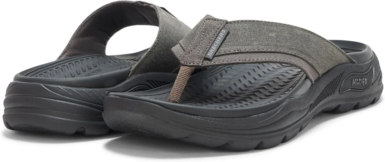 Skechers Men's Arch Fit Motley Sd-Rigel Canvas Thong Sandal