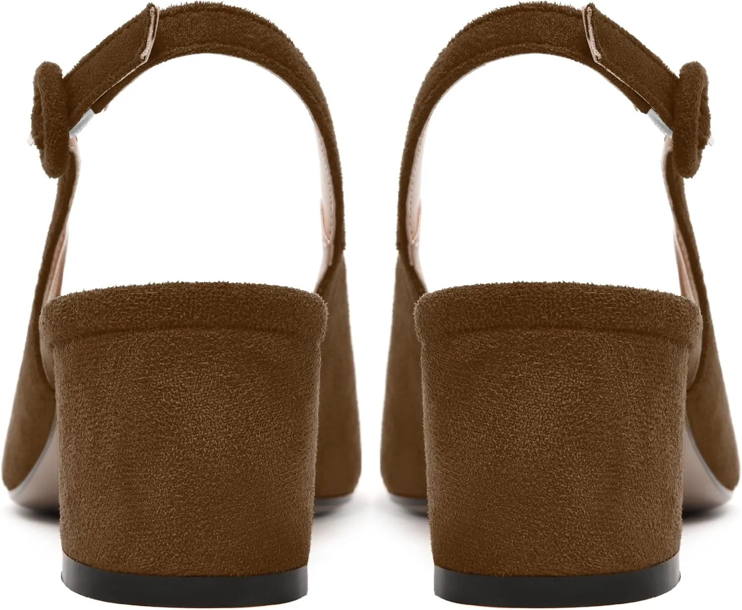 SKYSTERRY Womens Buckle Square Toe Slingback Casual Suede Evening Chunky Low Heel Pumps Shoes 2 Inch