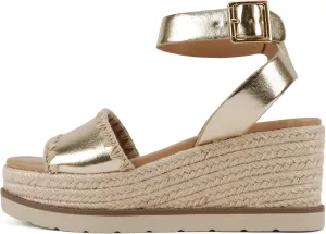 Soda “Laguna” ~ Women Square Toe Stitched Single Band Low Heel Espadrille Wedge Sandal with Adjustable Ankle Strap