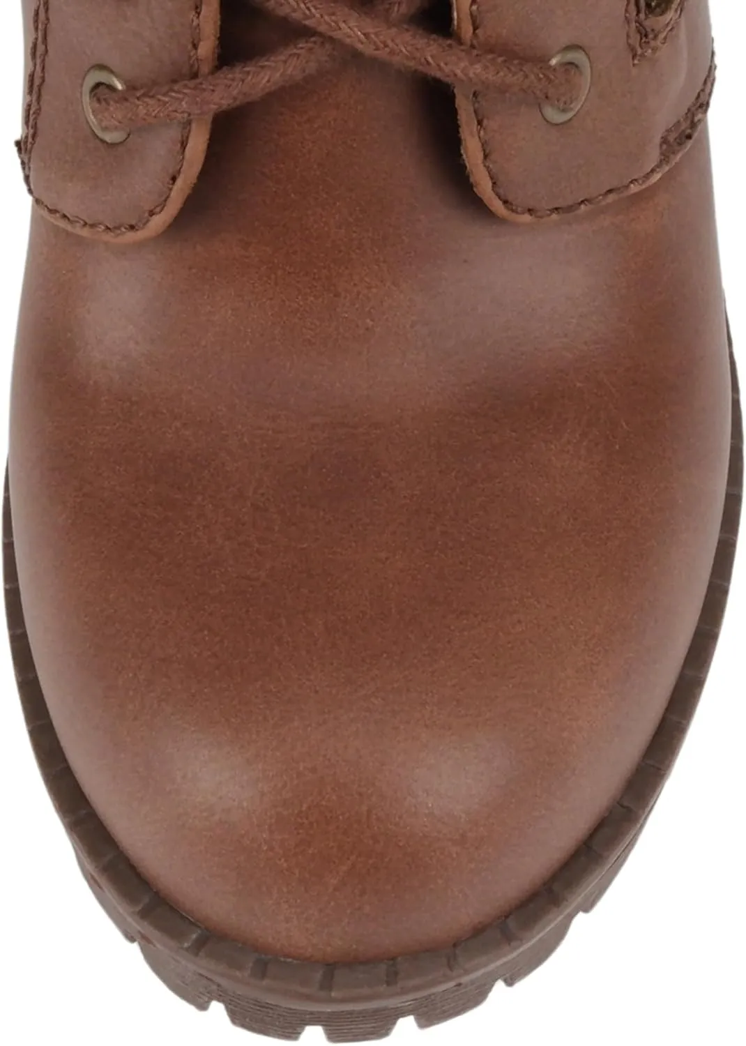Soda Malia Round Toe Stacked Lug Heel Lace Up Ankle Booties