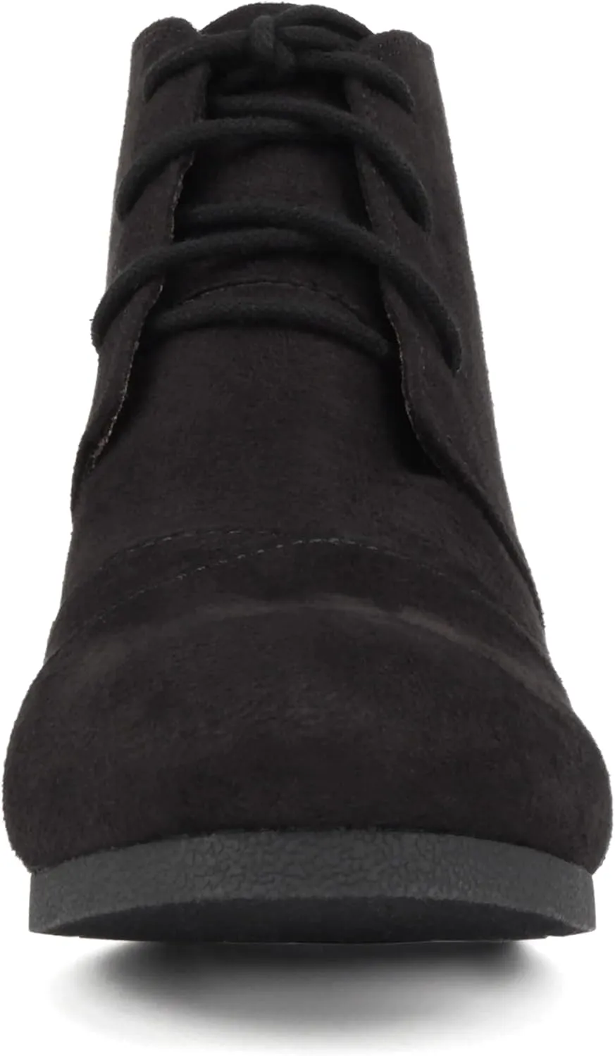 Soda “REX” ~ Women Lace Up Rounded Toe Low Wedge Ankle Bootie