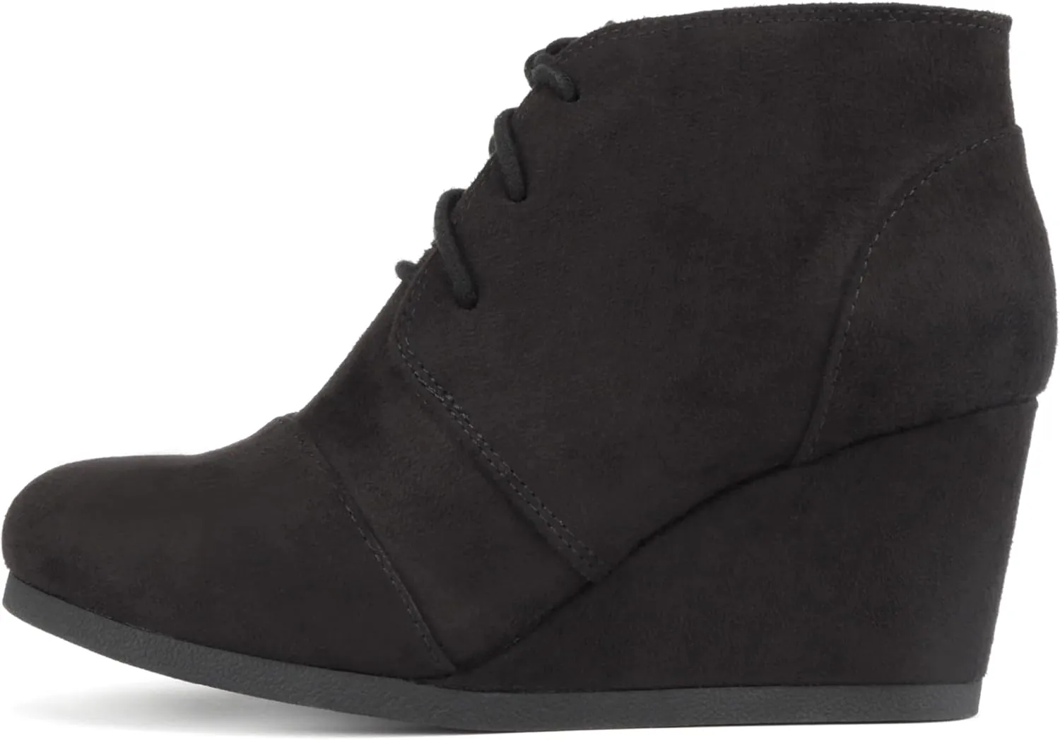 Soda “REX” ~ Women Lace Up Rounded Toe Low Wedge Ankle Bootie