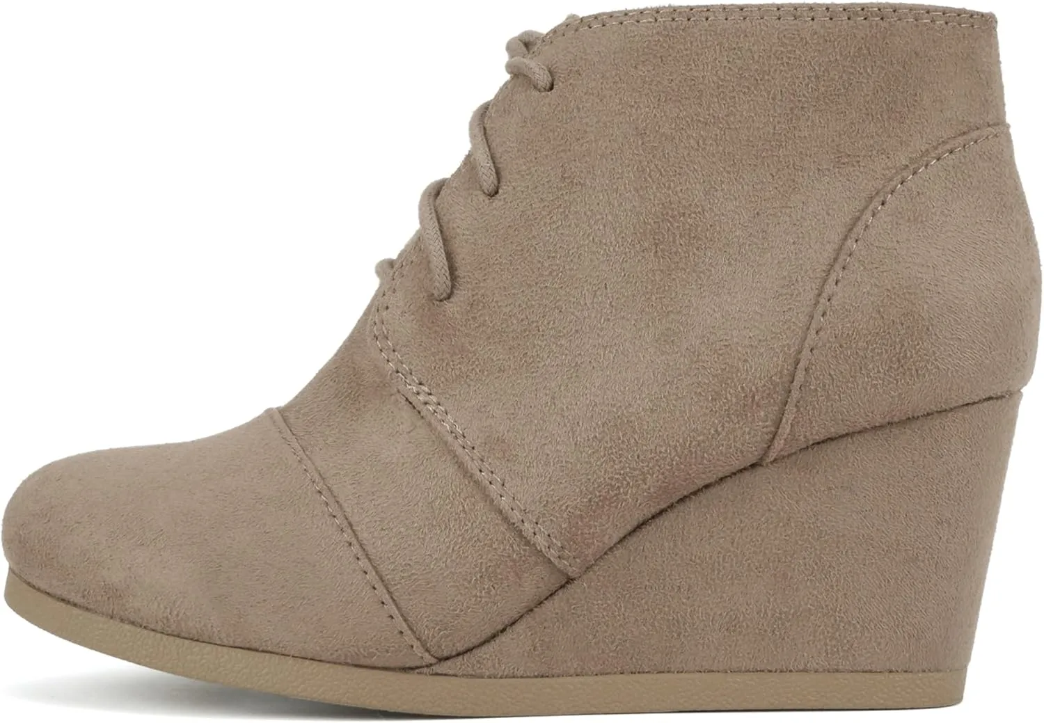 Soda “REX” ~ Women Lace Up Rounded Toe Low Wedge Ankle Bootie