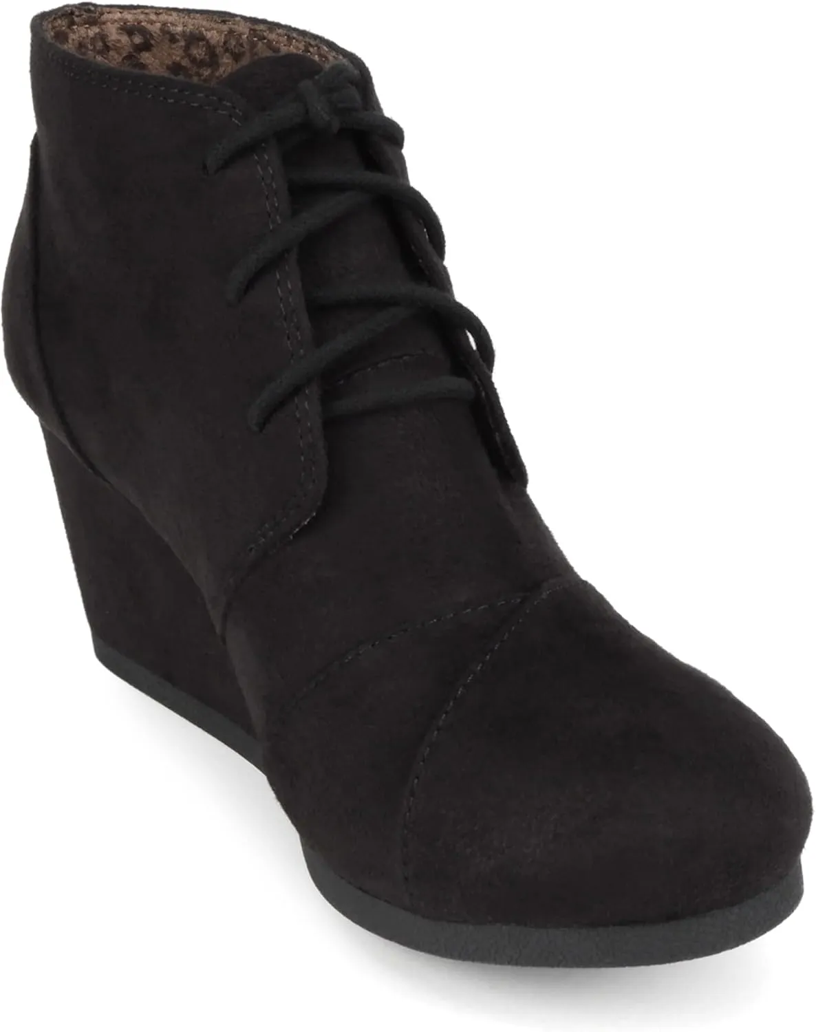 Soda “REX” ~ Women Lace Up Rounded Toe Low Wedge Ankle Bootie