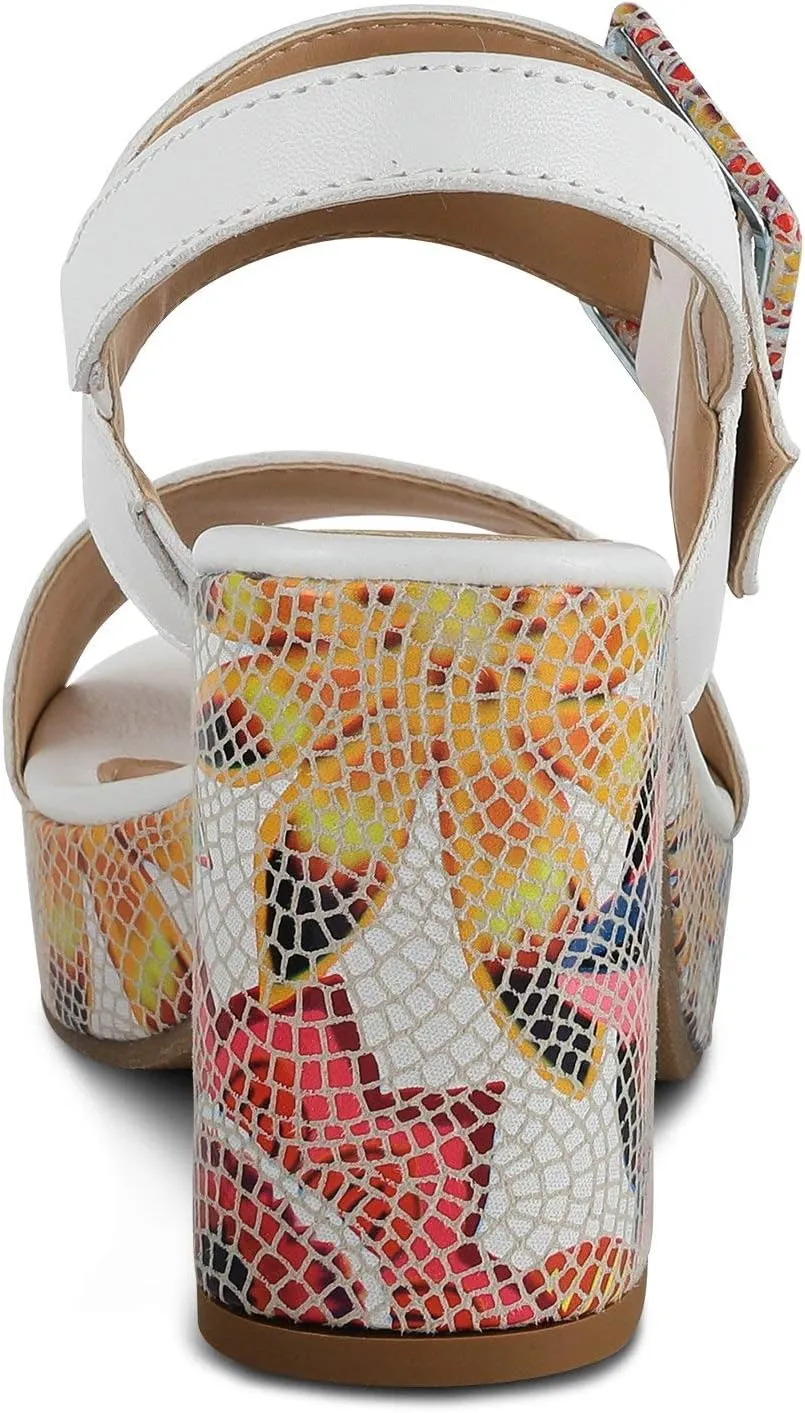 Spring Step Azucar Women's Sandal with Leather Upper and Mosaic Block Heel