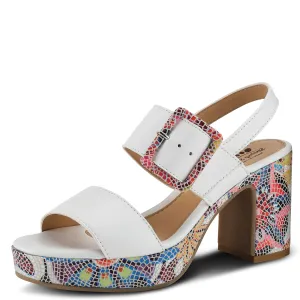 Spring Step Azucar Women's Sandal with Leather Upper and Mosaic Block Heel