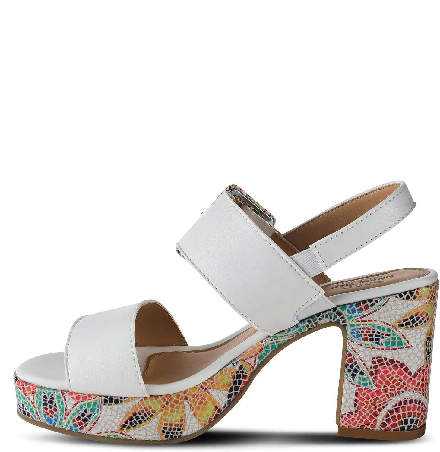 Spring Step Azucar Women's Sandal with Leather Upper and Mosaic Block Heel