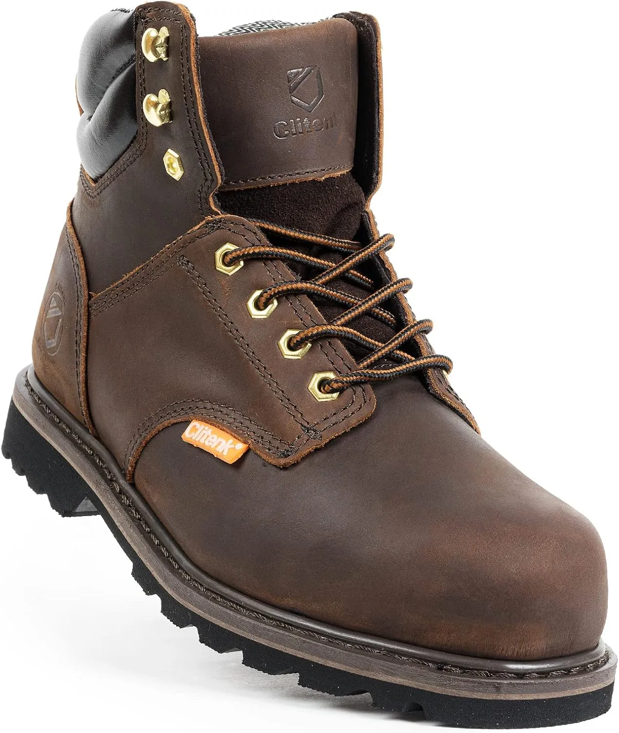 Steel Toe Boots for Men Waterproof, 6" Oiled Full Grain Leather Slip on Work Boots, Non-Slip, Puncture-Proof, Breathable, Comfortable Outdoor Lightweight Mens Work Boots