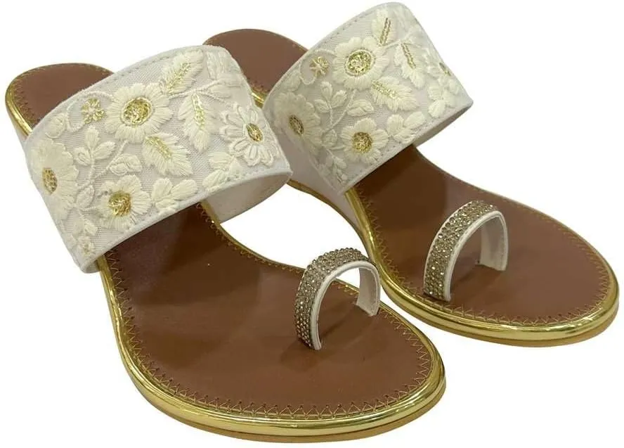 Stop n Style Women's Ethnic Wedge Sandal Ring Toe Slippers Casual Summer Vacation Flip Flop Sandals for Women