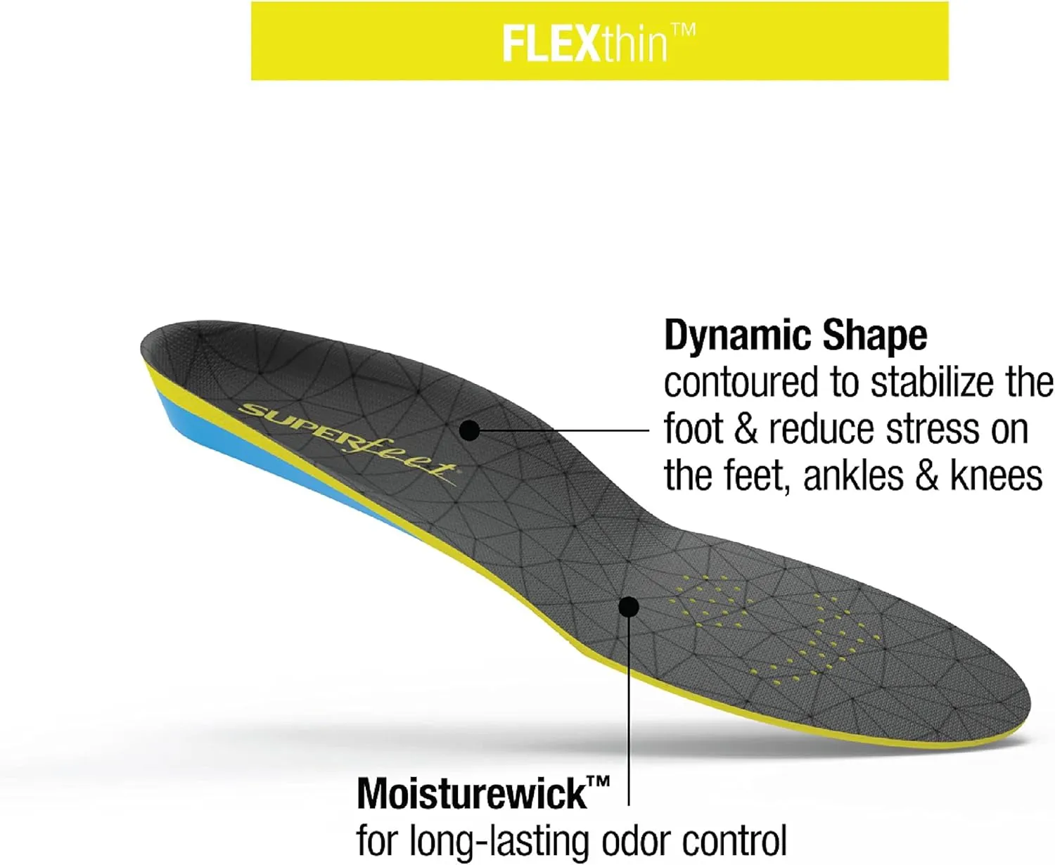 Superfeet unisex adult Flexthin Athletic Comfort Shoe Insoles, Bolt, Medium 8.5-10 Women s 7.5-9 Men M US