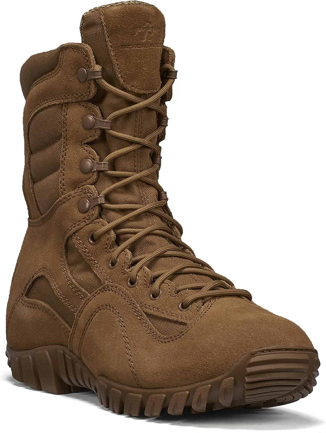 Tactical Research Khyber TR550WPINS 8 Inch Combat Boots For Men - Army OCP ACU Lightweight Waterproof and 400g Insulated Coyote Brown Leather With Vibram Ibex Outsole