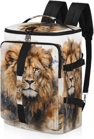 Tactical Sports Duffle Bag for Travel Waterproof Gym Bag with Shoe Compartment 48L Carry On Luggage for Men & Women 3-in-1 Durable Travel Luggage Animal Lions Head