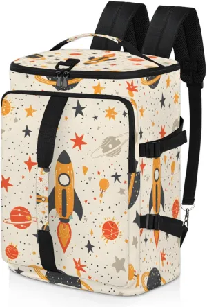 Tactical Sports Duffle Bag for Travel Waterproof Gym Bag with Shoe Compartment 48L Carry On Luggage for Men & Women 3-in-1 Durable Travel Luggage Cartoon Rockets