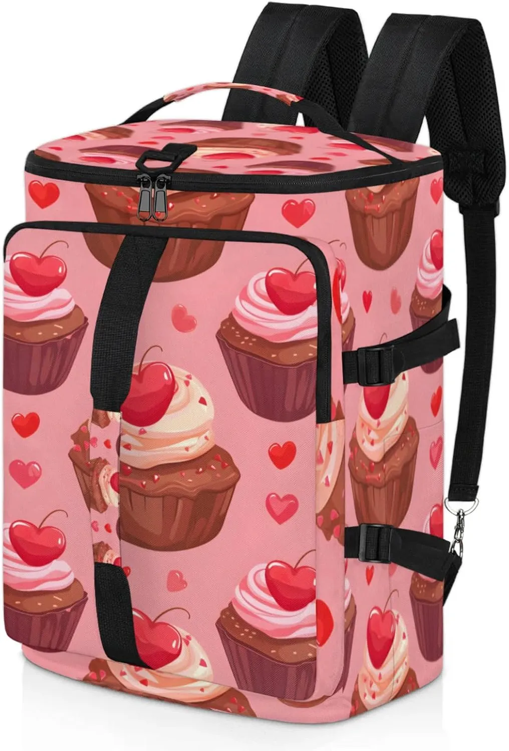 Tactical Sports Duffle Bag for Travel Waterproof Gym Bag with Shoe Compartment 48L Carry On Luggage for Men & Women 3-in-1 Durable Travel Luggage Cherry Cupcake